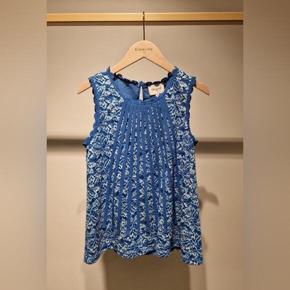 Choklate Paris Blue Lace Floral Blouse Size L - Picture 1 of 5